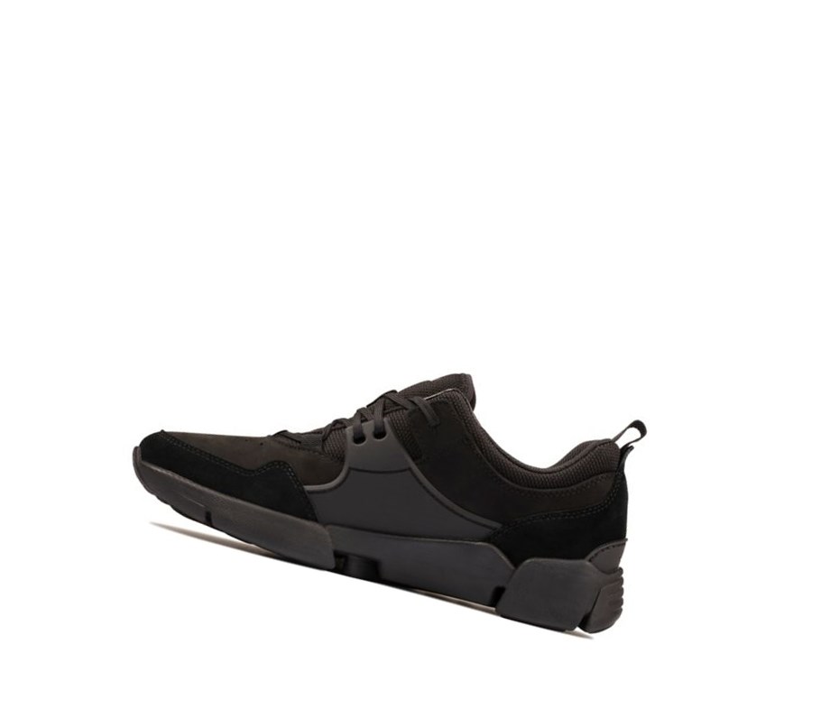 Baskets Clarks Tri Active Dentelle Cuir Homme Noir | NWDG59827