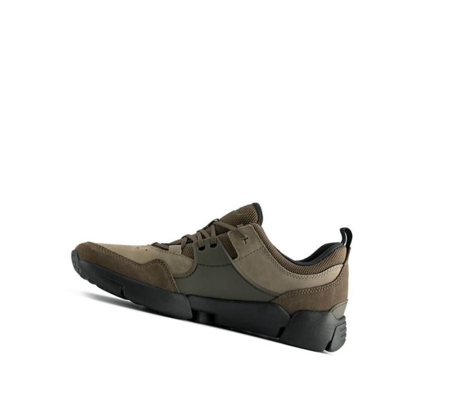 Baskets Clarks Tri Active Dentelle Cuir Homme Vert Olive Foncé | RVUQ27190