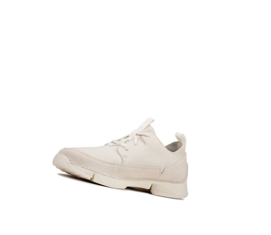 Baskets Clarks Tri Solar Cuir Homme Blanche | XJBE52073