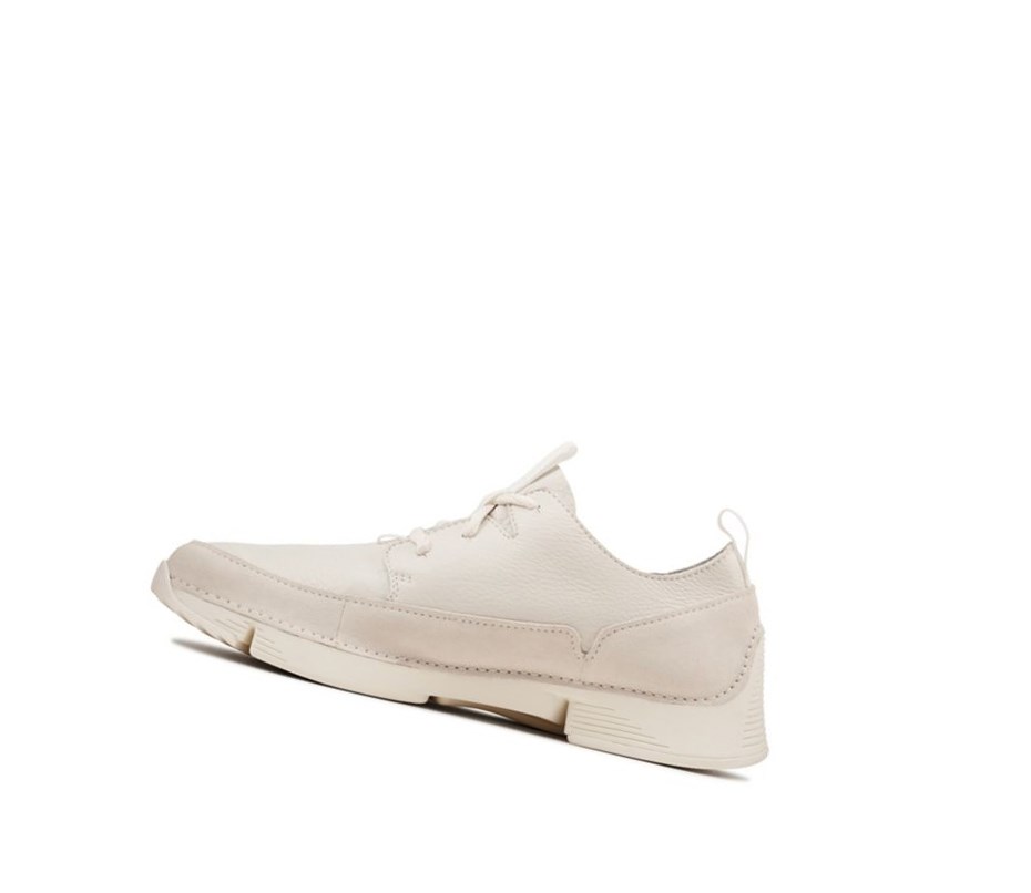 Baskets Clarks Tri Solar Cuir Homme Blanche | XJBE52073