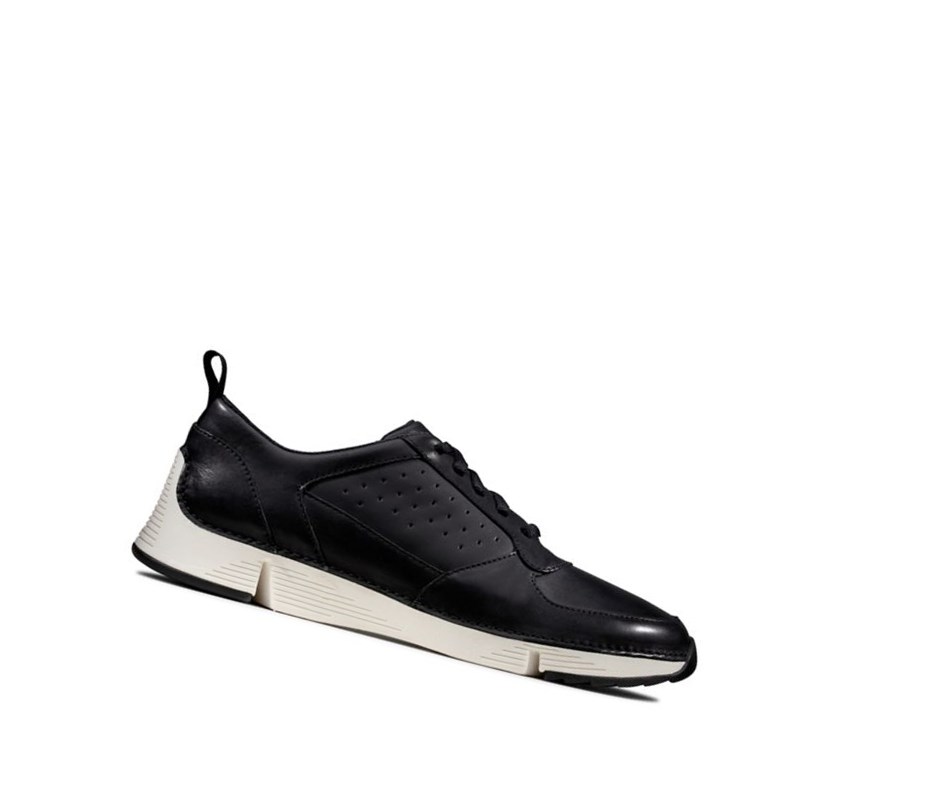 Baskets Clarks Tri Sprint Cuir Homme Noir | BNDQ83597