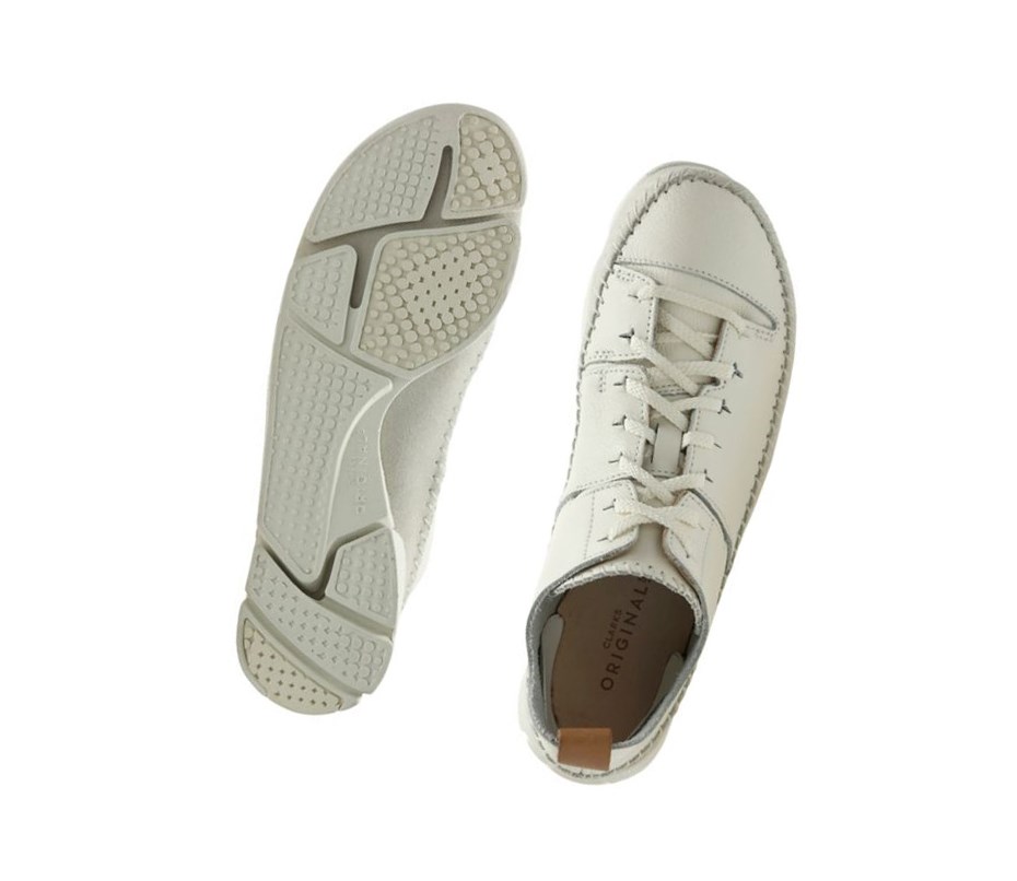 Baskets Clarks Trigenic Flex Cuir Femme Blanche | BEQZ67190