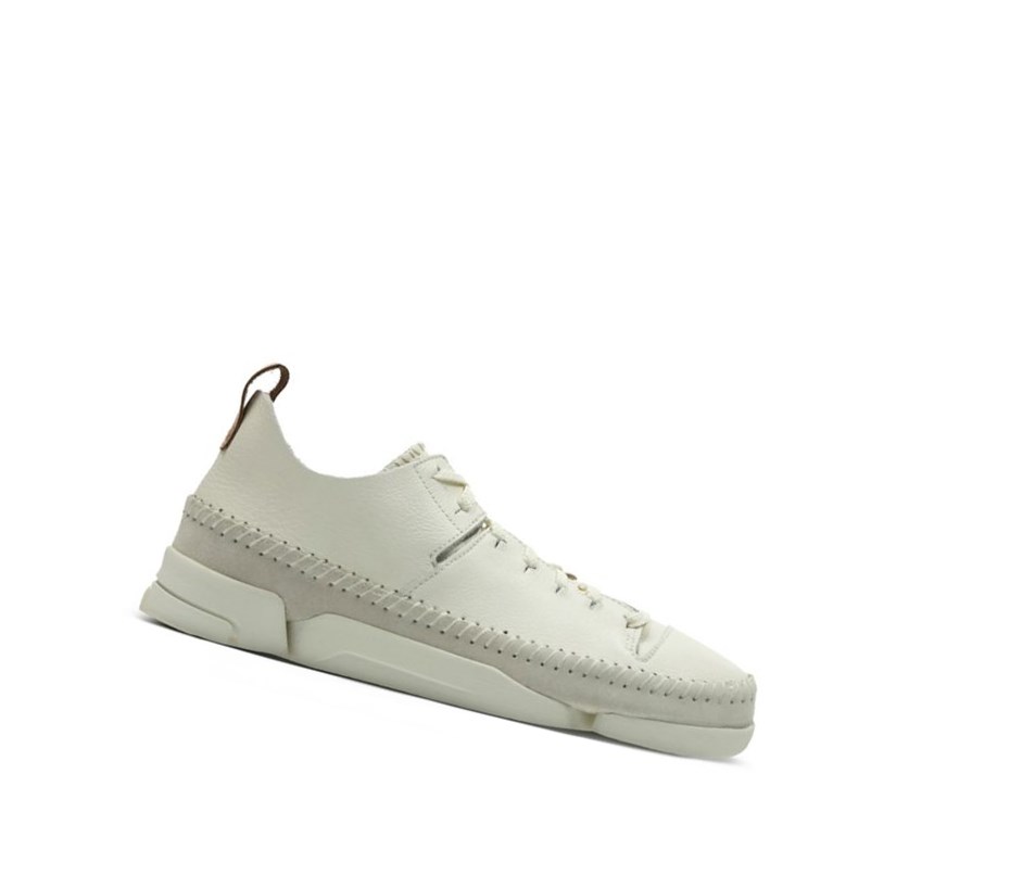 Baskets Clarks Trigenic Flex Cuir Femme Blanche | BEQZ67190