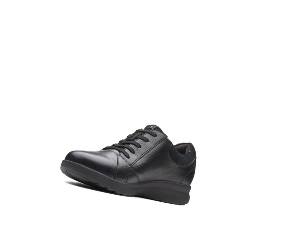 Baskets Clarks Un Adorn Dentelle Cuir Femme Noir | FWDQ64027