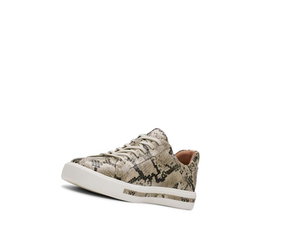 Baskets Clarks Un Maui Dentelle Cuir Femme Beige Serpent | ZSUK81324