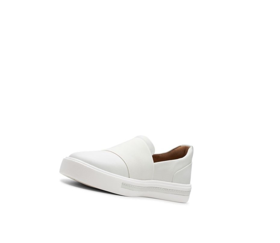 Baskets Clarks Un Maui Step Cuir Femme Blanche | EZIK32150