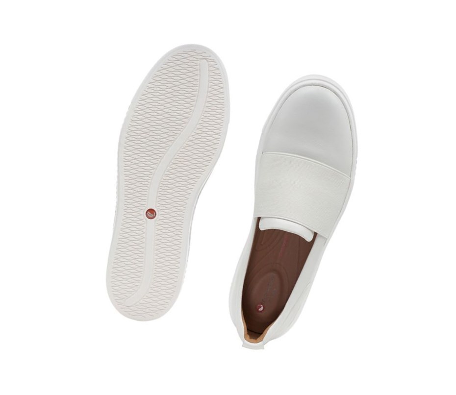 Baskets Clarks Un Maui Step Cuir Femme Blanche | EZIK32150