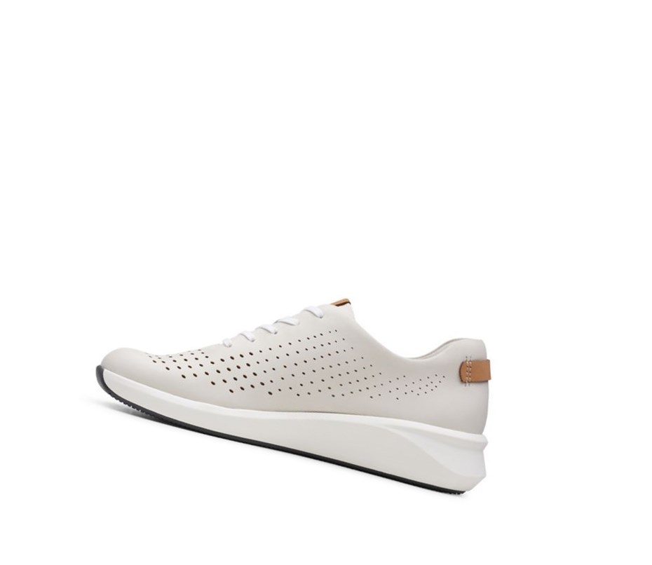 Baskets Clarks Un Rio Tie Cuir Femme Blanche | LUMS87039