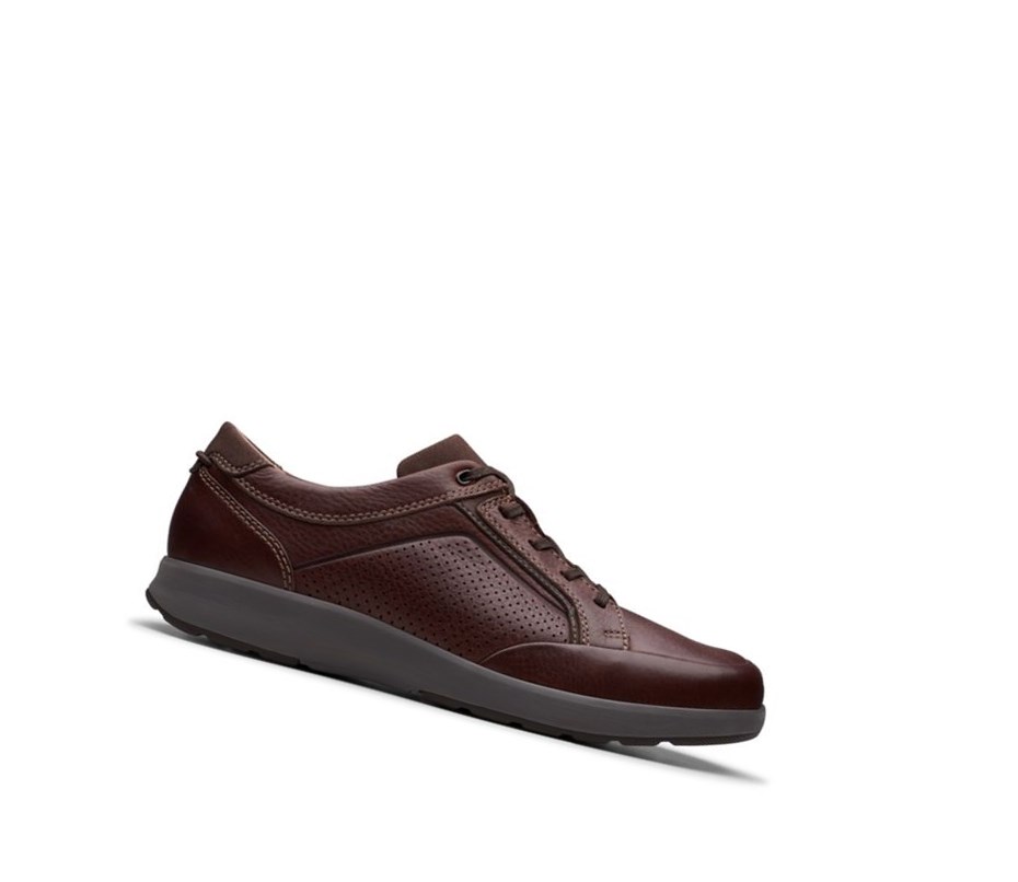 Baskets Clarks Un Trail Form Cuir Homme Marron Foncé | HEKC23876