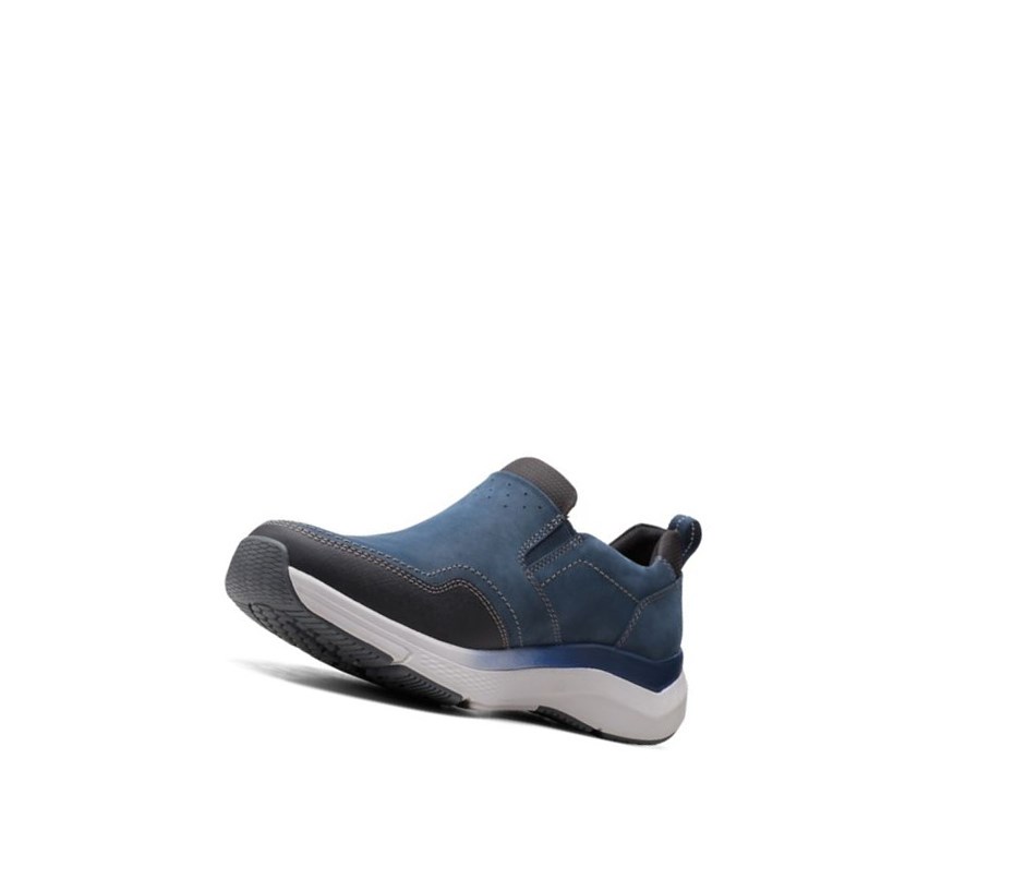 Baskets Clarks Wave 2.0 Edge Nubuck Cuir Homme Bleu Marine | CQPE15409