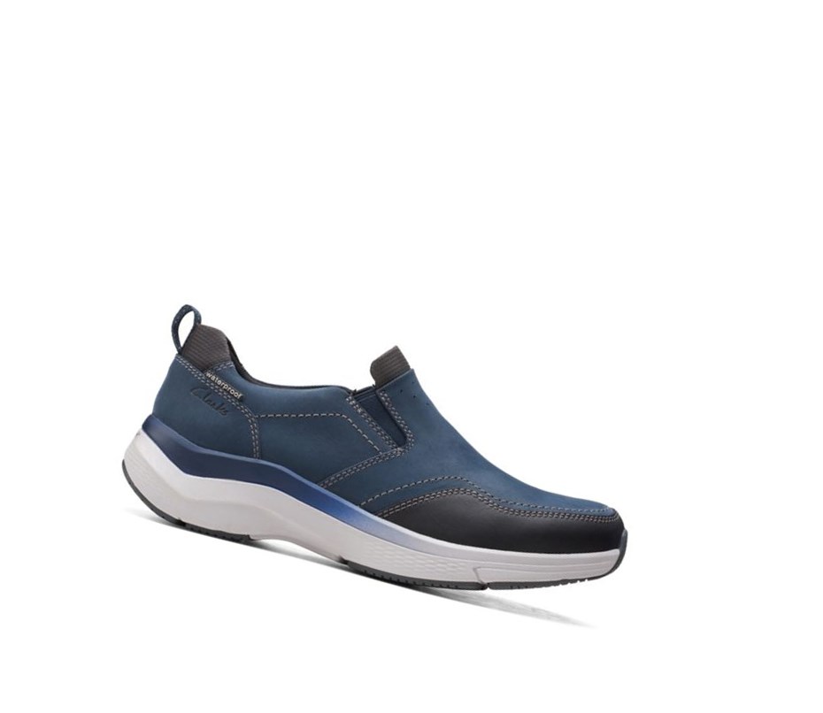 Baskets Clarks Wave 2.0 Edge Nubuck Cuir Homme Bleu Marine | CQPE15409