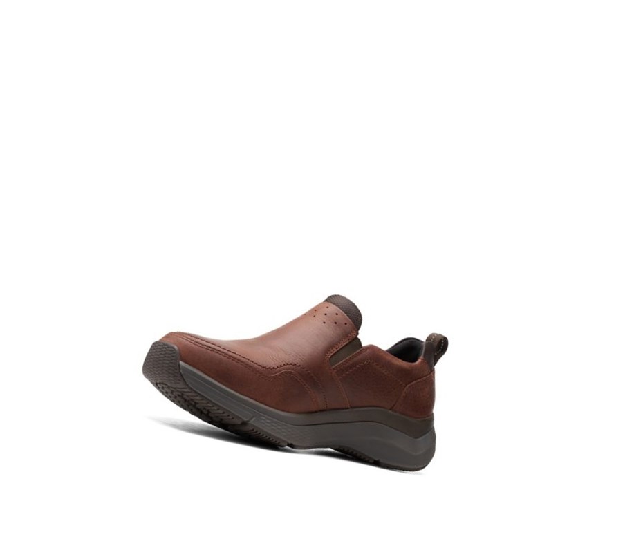 Baskets Clarks Wave 2.0 Edge Oily Cuir Homme Marron | YIAJ10893