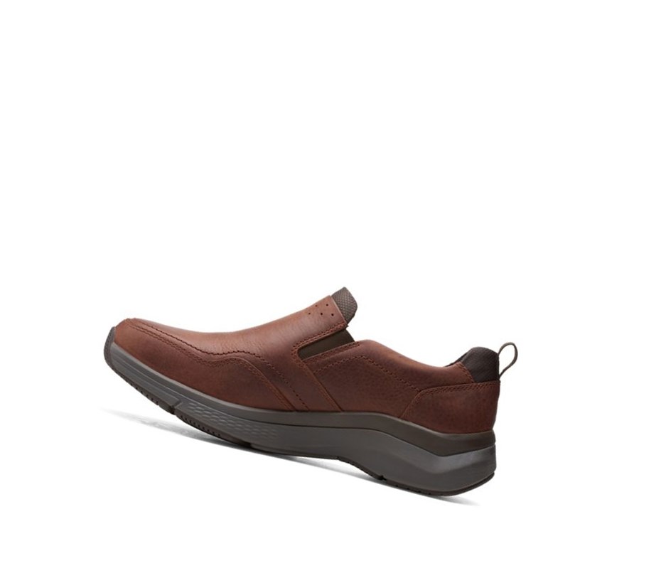 Baskets Clarks Wave 2.0 Edge Oily Cuir Homme Marron | YIAJ10893