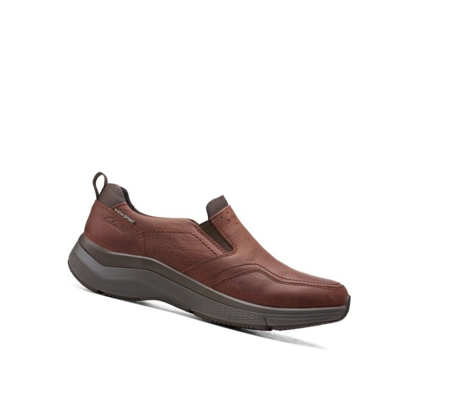 Baskets Clarks Wave 2.0 Edge Oily Cuir Homme Marron | YIAJ10893