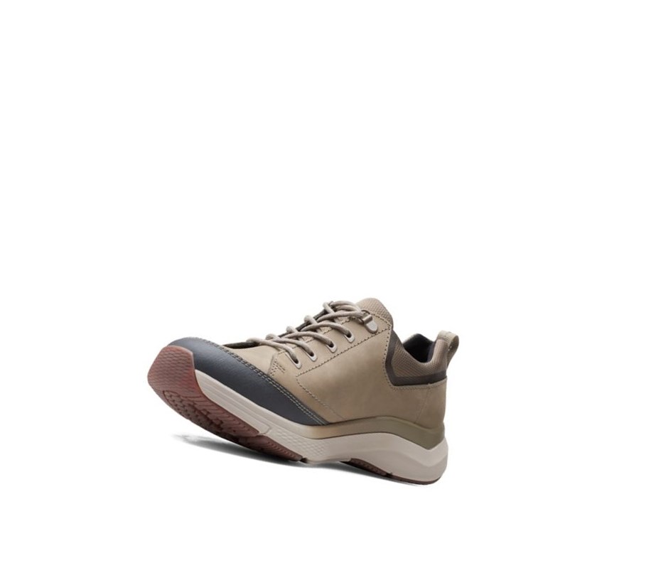 Baskets Clarks Wave 2.0 Vibe Nubuck Cuir Homme Vert Olive | LUYI92365