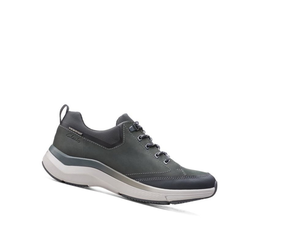 Baskets Clarks Wave 2.0 Vibe Nubuck Cuir Homme Grise Foncé | SLGU12547