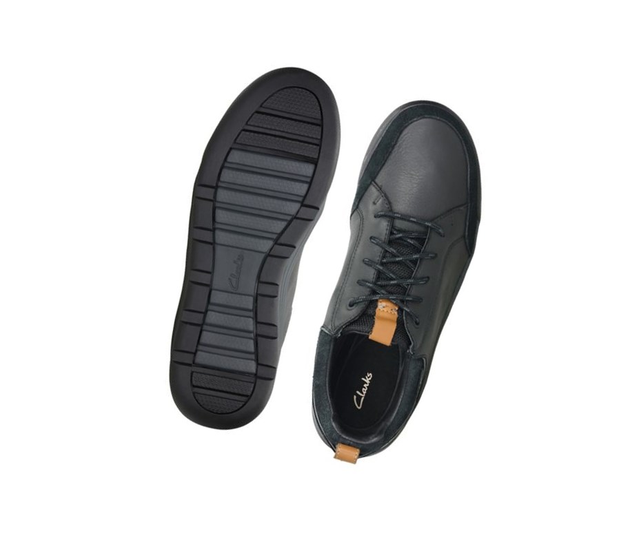 Baskets Décontractées Clarks Ashcombe Bay Gore-tex Cuir Homme Noir | RCBL10347