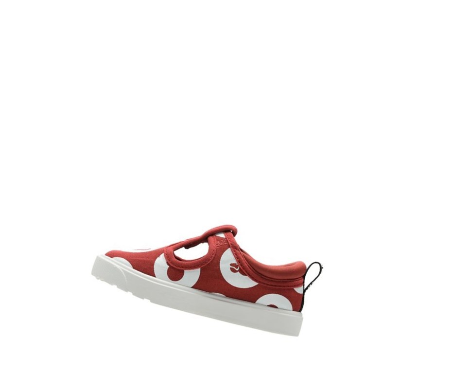 Baskets Décontractées Clarks City Polka T-bar Garcon Rouge | NTAY30725