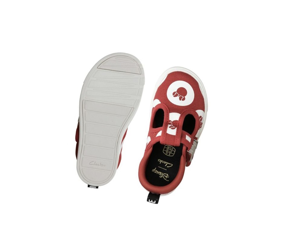 Baskets Décontractées Clarks City Polka T-bar Garcon Rouge | NTAY30725