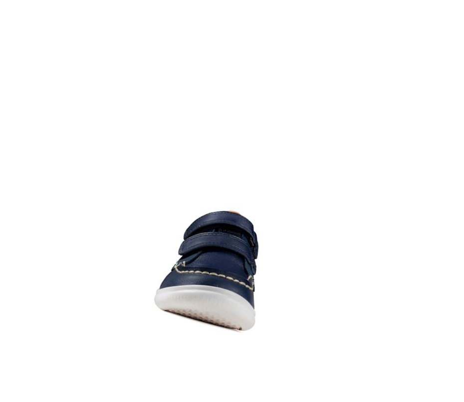 Baskets Décontractées Clarks Crest Tuktu Cuir Fille Bleu Marine | BRXZ95178