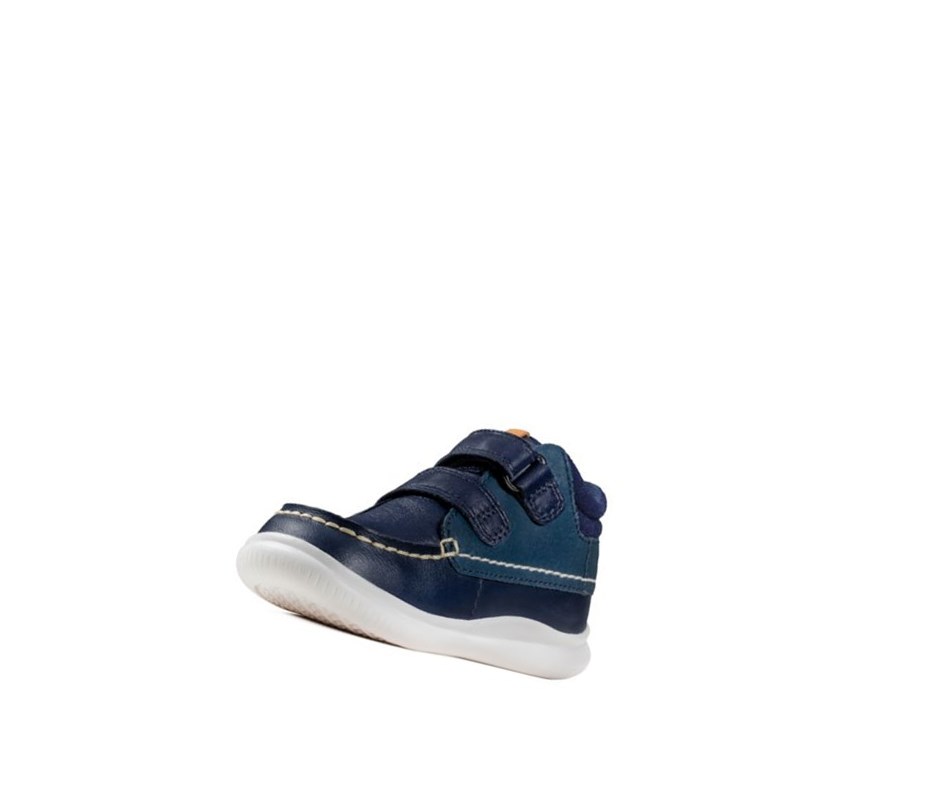 Baskets Décontractées Clarks Crest Tuktu Cuir Fille Bleu Marine | BRXZ95178