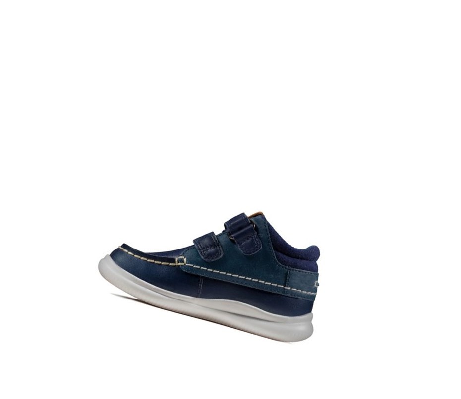 Baskets Décontractées Clarks Crest Tuktu Cuir Fille Bleu Marine | BRXZ95178