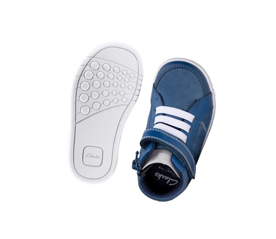 Baskets Décontractées Clarks Emery Beat Daim Garcon Bleu | DVZS71036