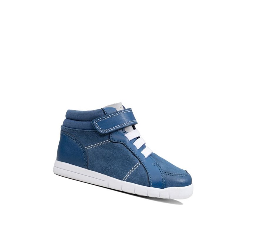 Baskets Décontractées Clarks Emery Beat Daim Garcon Bleu | DVZS71036