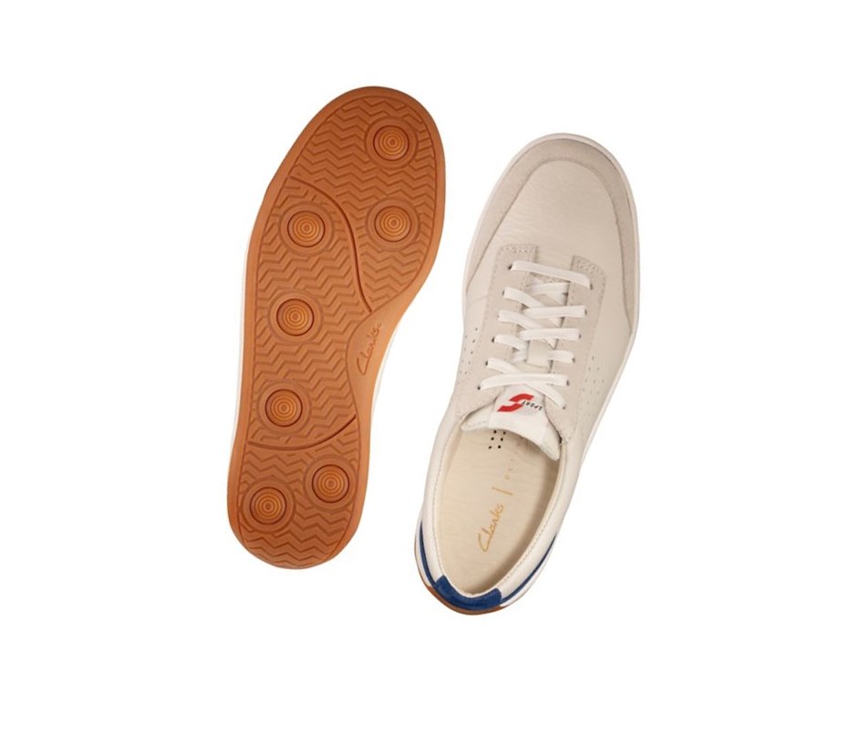 Baskets Décontractées Clarks Hero Air Dentelle Femme Blanche Bleu | KVIY42967