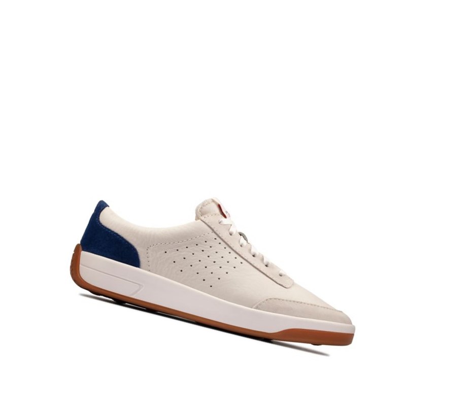 Baskets Décontractées Clarks Hero Air Dentelle Femme Blanche Bleu | KVIY42967