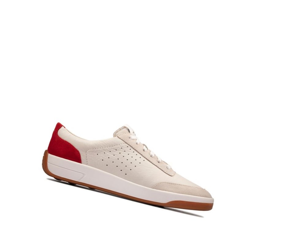 Baskets Décontractées Clarks Hero Air Dentelle Femme Blanche Rouge | PXZK09741