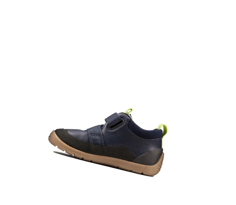 Baskets Décontractées Clarks Play Hike Cuir Garcon Bleu Marine | CSWA65203