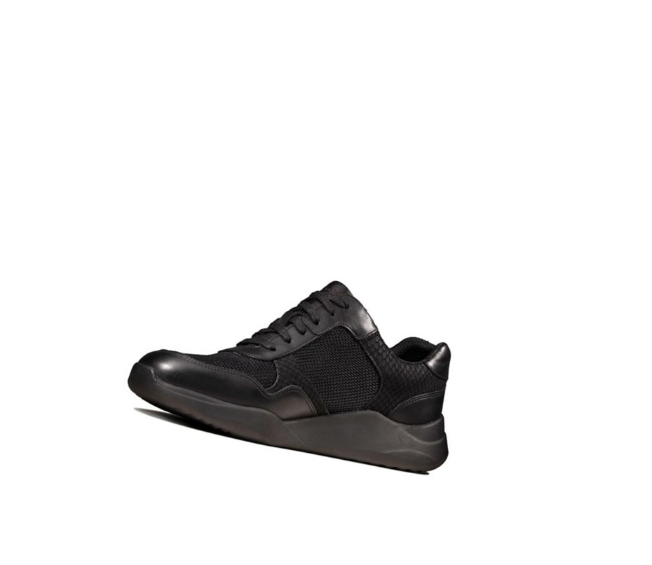 Baskets Décontractées Clarks Sift Dentelle Cuir Femme Noir Serpent | UJEV30894