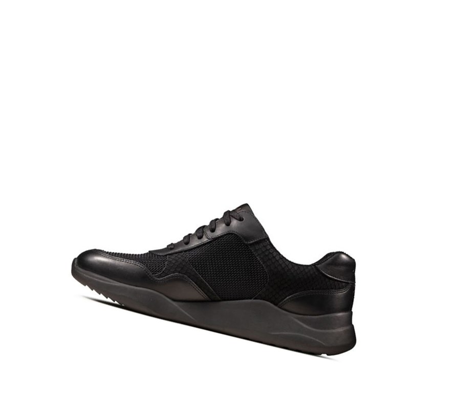 Baskets Décontractées Clarks Sift Dentelle Cuir Femme Noir Serpent | UJEV30894