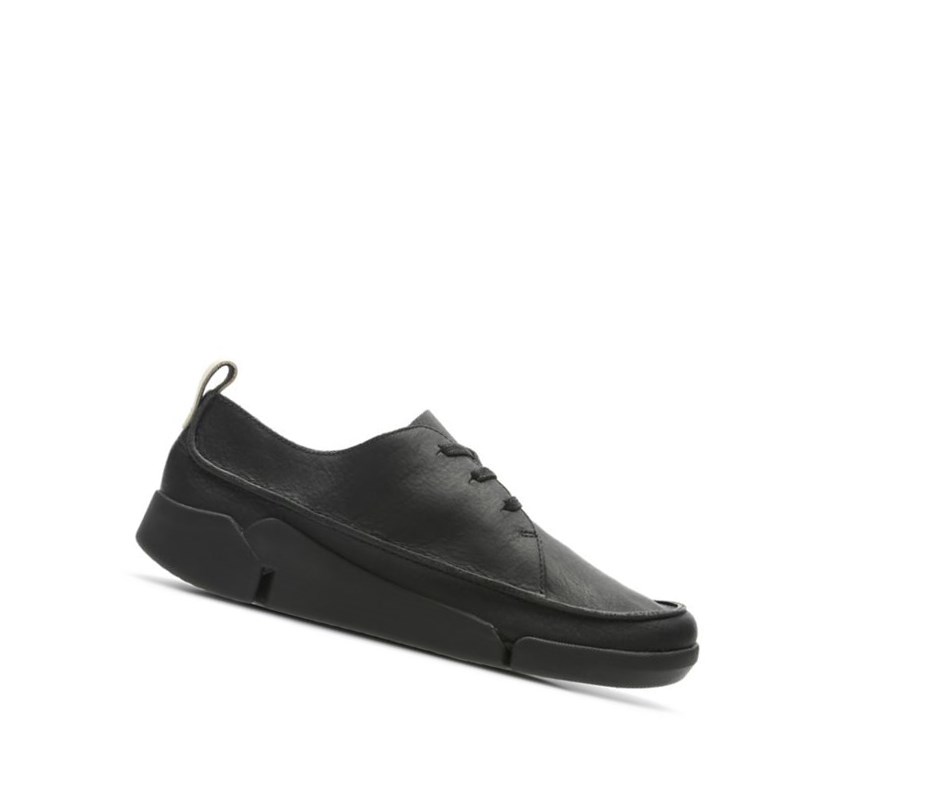 Baskets Décontractées Clarks Tri Clara Cuir Femme Noir | AQCI34512