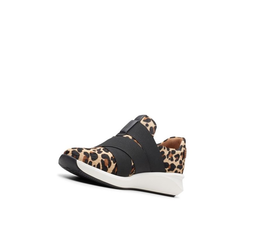 Baskets Décontractées Clarks Un Rio Brides Print Pony Cuir Femme Leopard | MKWA20691