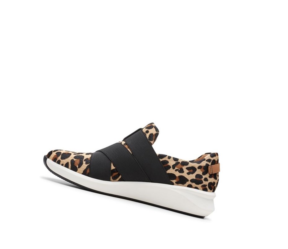 Baskets Décontractées Clarks Un Rio Brides Print Pony Cuir Femme Leopard | MKWA20691