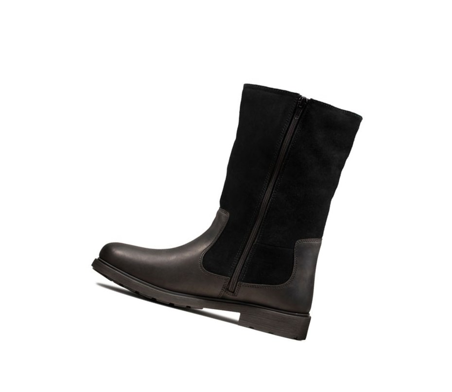 Bottes Cuir Clarks Astrol Rise Cuir Fille Noir | RVAL18069