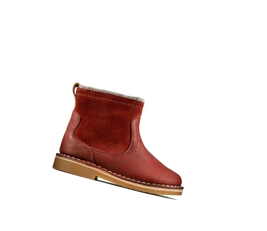 Bottes Cuir Clarks Comet Frost Cuir Fille Rouge Foncé | DJSU32947