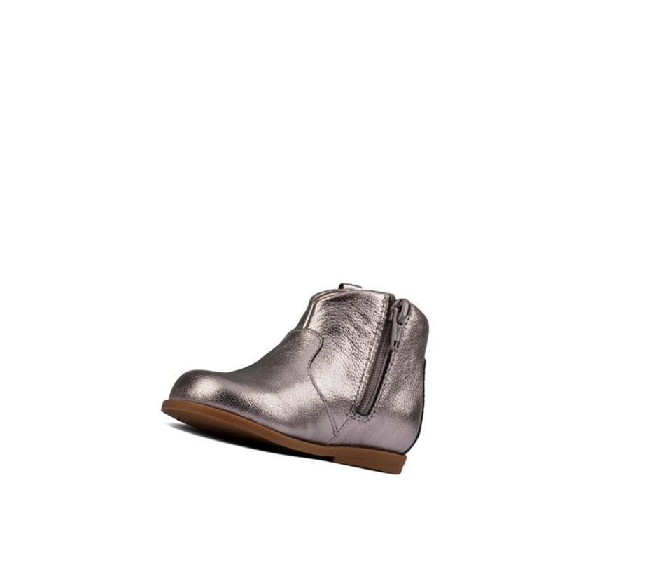 Bottes Cuir Clarks Drew Dawn Cuir Fille Argent Metal | LCPM73081