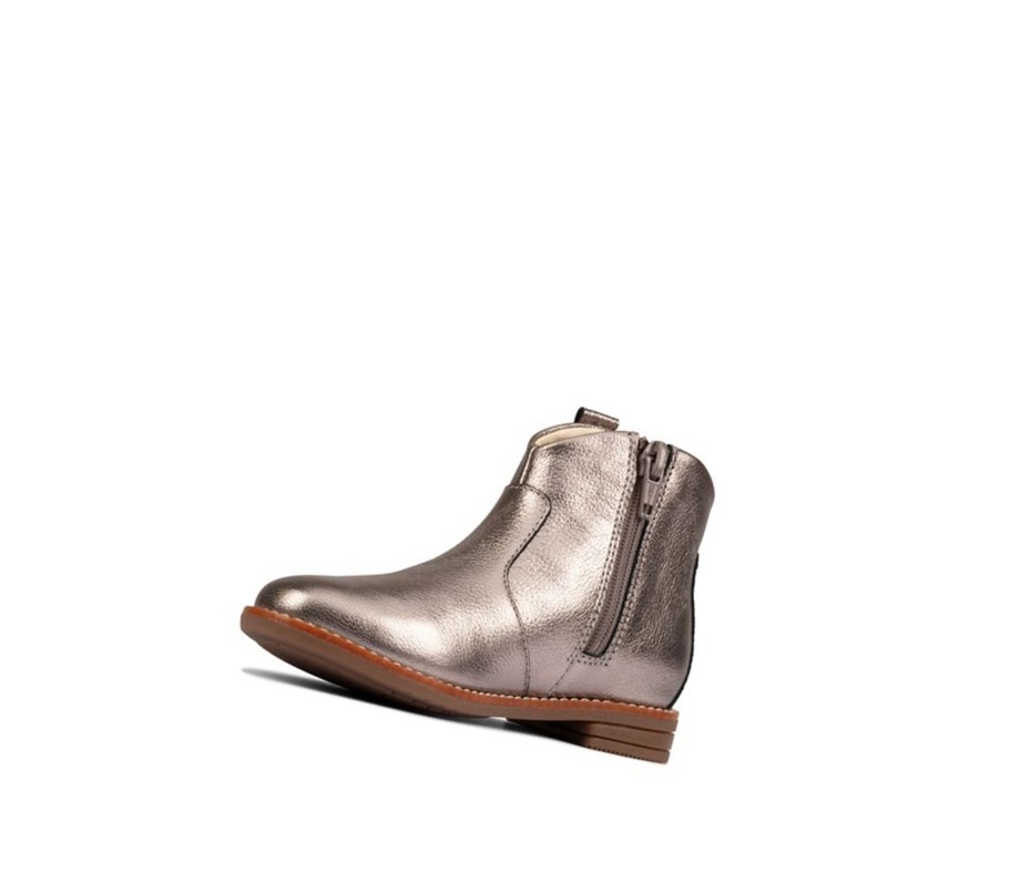 Bottes Cuir Clarks Drew North Cuir Fille Argent Metal | YCIW54190