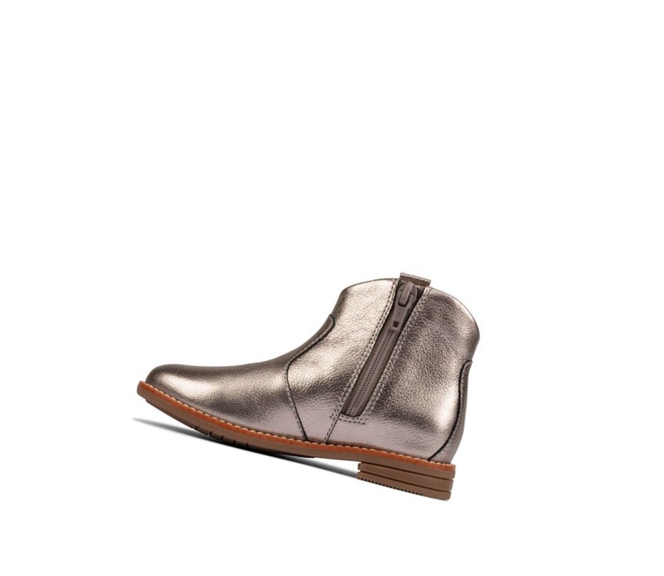 Bottes Cuir Clarks Drew North Cuir Fille Argent Metal | YCIW54190