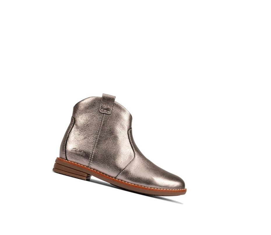 Bottes Cuir Clarks Drew North Cuir Fille Argent Metal | YCIW54190