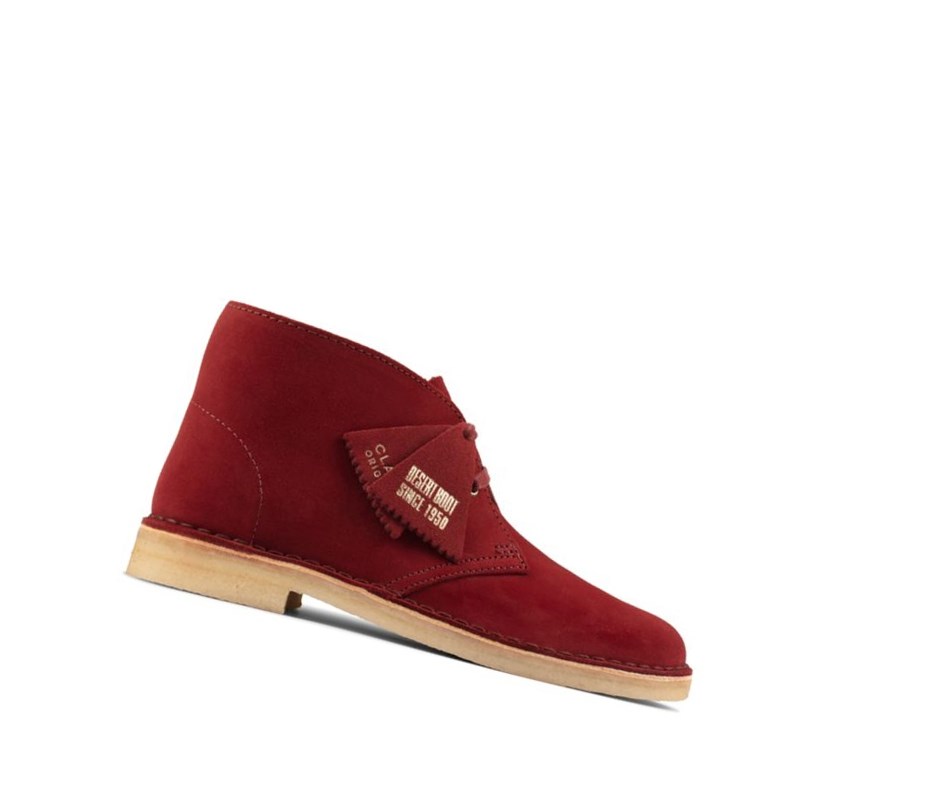 Bottes Du Désert Clarks Originale Daim Femme Rouge | FMYJ08419