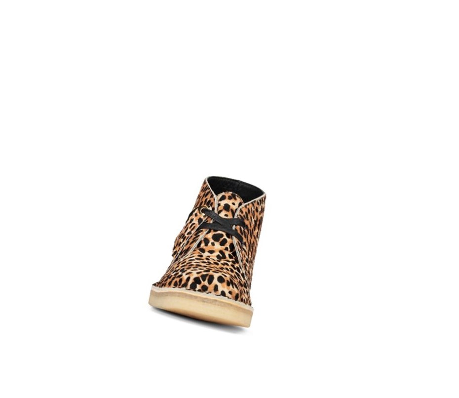 Bottes Du Désert Clarks Originale Print Pony Cuir Femme Leopard | DISM20194