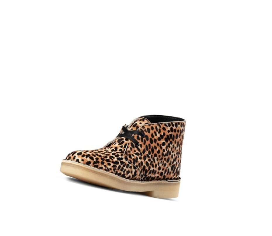 Bottes Du Désert Clarks Originale Print Pony Cuir Femme Leopard | DISM20194