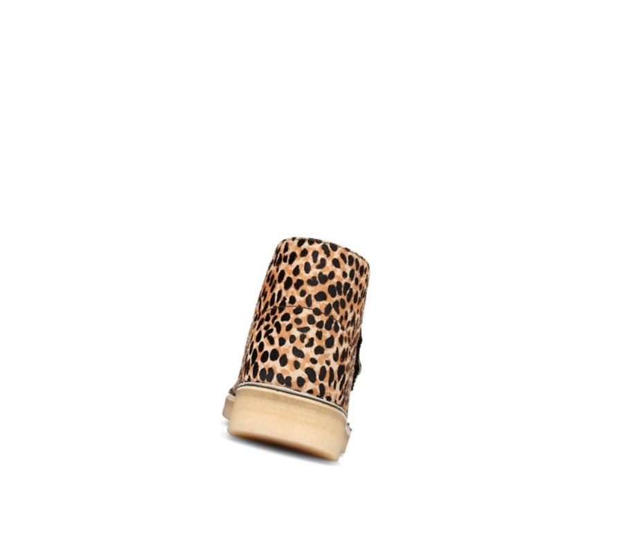 Bottes Du Désert Clarks Originale Print Pony Cuir Femme Leopard | DISM20194