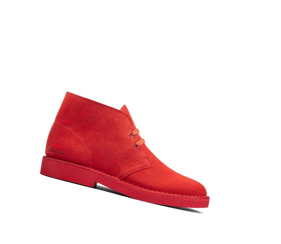 Bottes Du Désert Clarks Ortholite Daim Femme Rouge | EUOH61408