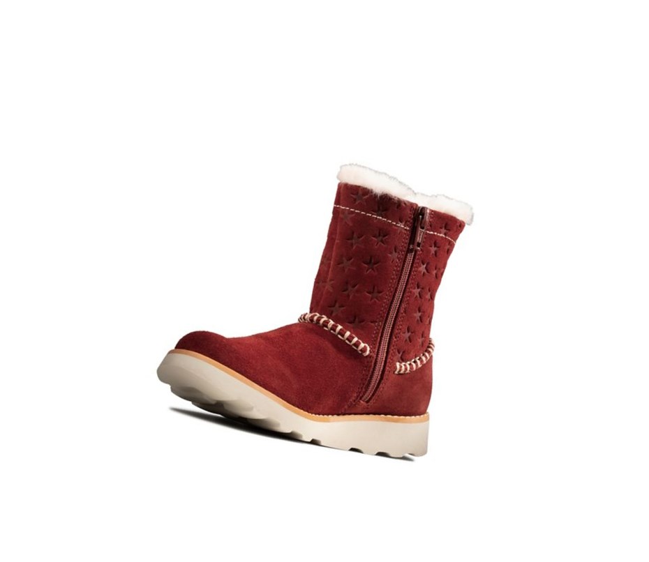 Bottes En Daim Clarks Crown Piper Daim Fille Rouge Foncé | QOWN93715