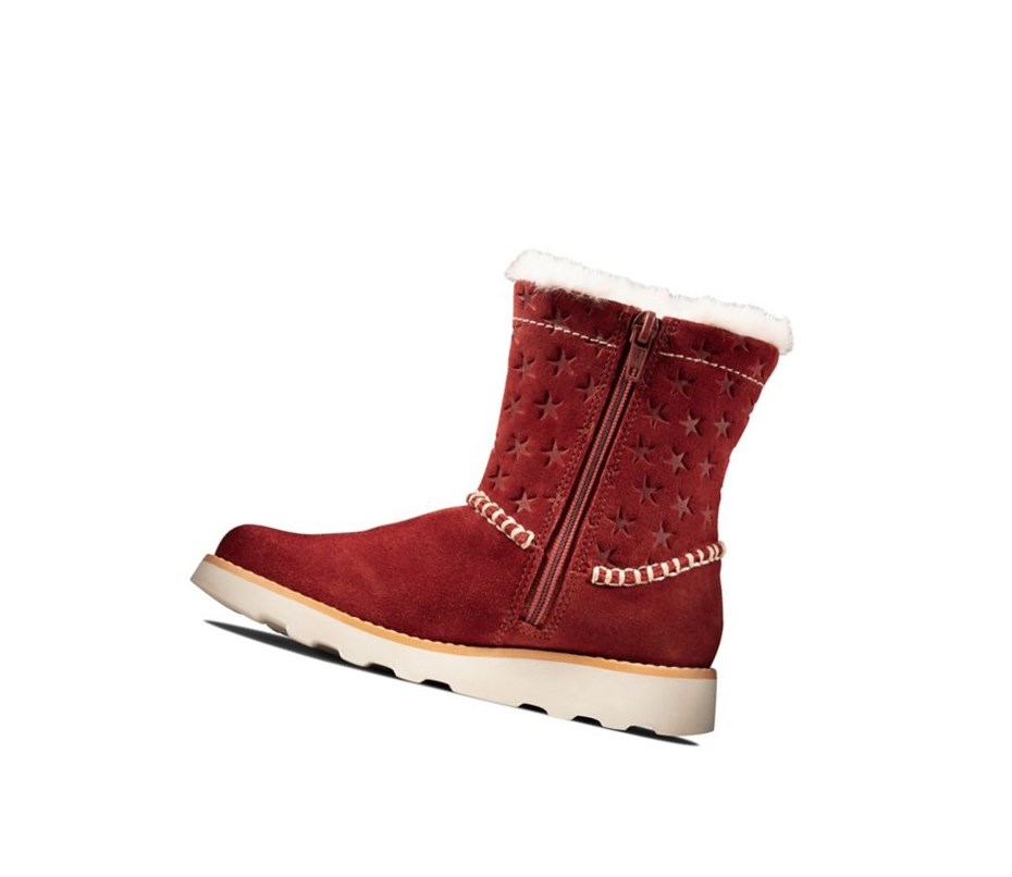 Bottes En Daim Clarks Crown Piper Daim Fille Rouge Foncé | QOWN93715